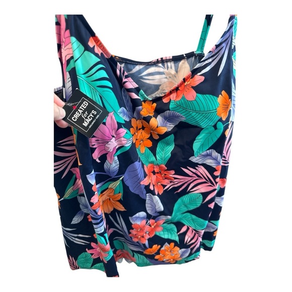 Swim Solutions Plus Size Printed Double-Strap Princess Tankini Top - Picture 5 of 7